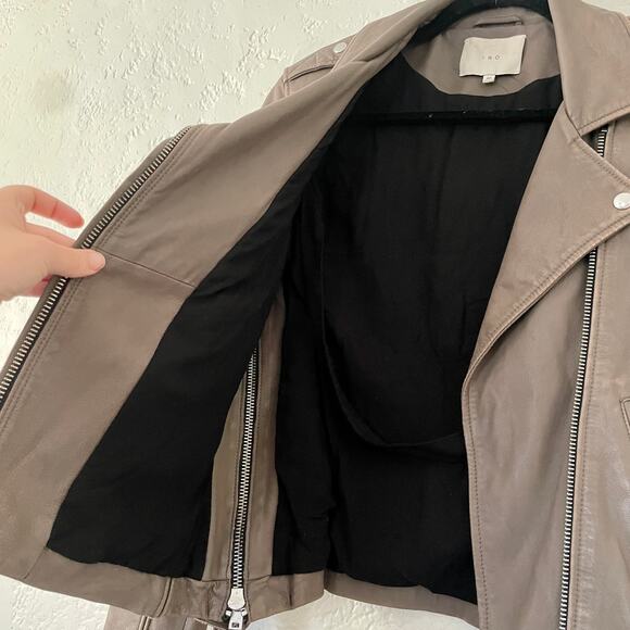 IRO Tara Leather Moto Motorcycle Biker Jacket Brown sz 40 US 6 8 - Picture 9 of 12